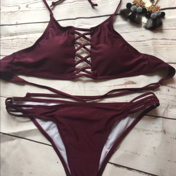 Bikini Halter Strap Cross Open Chest Backless - Picture 2 of 4